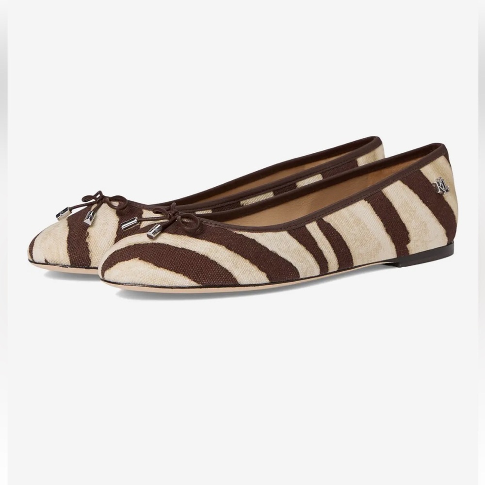 Lauren Ralph Jayna Zebra-print Canvas Flats